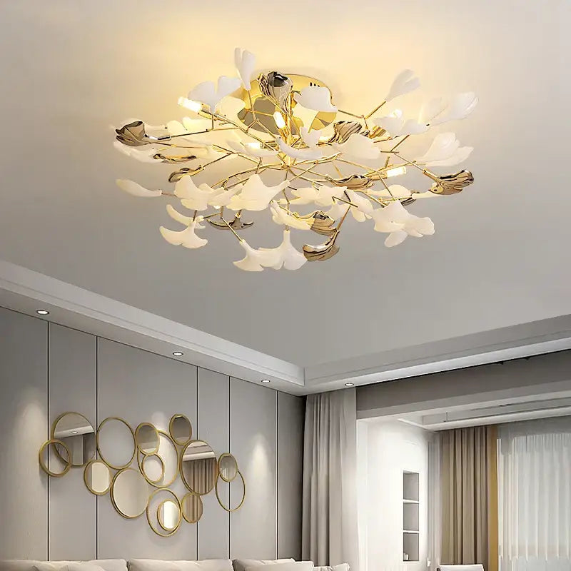 DecorBites™ Ginkgo Leaf Bedroom Lamp: Post-modern Romantic Art Ceiling Light for Master Bedroom