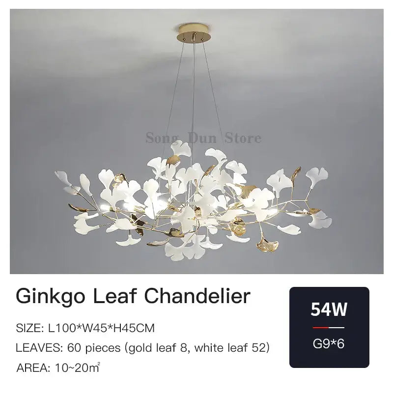 DecorBites™ Ginkgo Leaf Chandelier: Elegant Nordic Art Luxury for Dining Room, Bedroom, Living Room