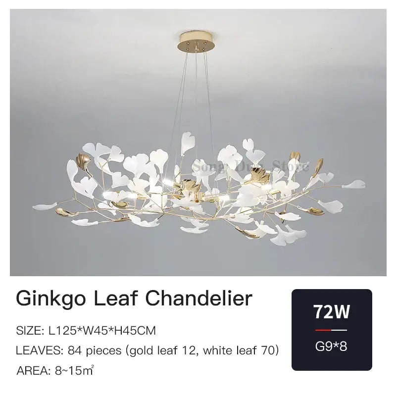 DecorBites™ Ginkgo Leaf Chandelier: Elegant Nordic Art Luxury for Dining Room, Bedroom, Living Room