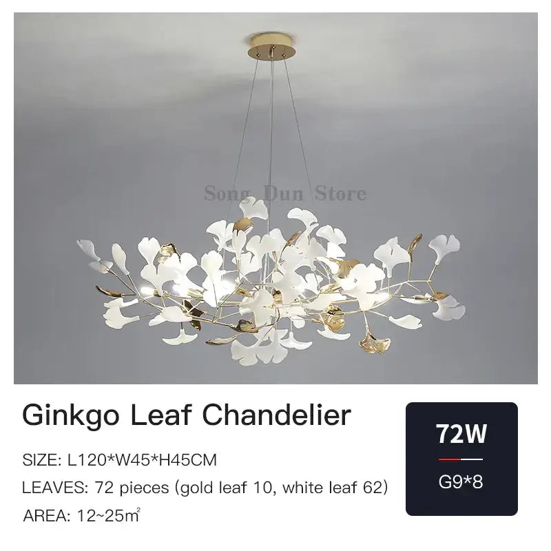 DecorBites™ Ginkgo Leaf Chandelier: Elegant Nordic Art Luxury for Dining Room, Bedroom, Living Room