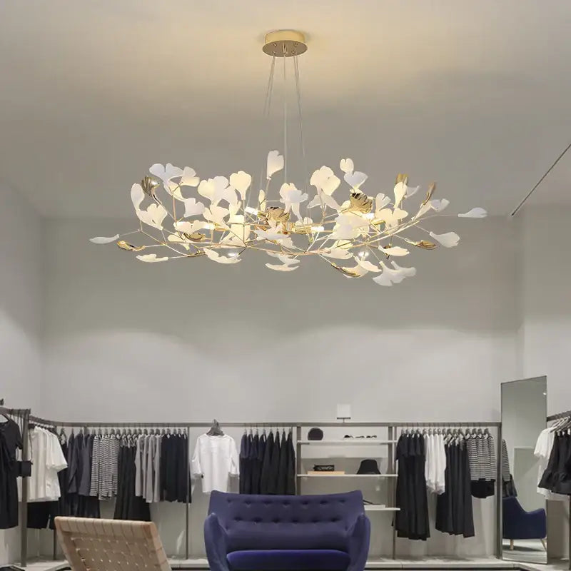 DecorBites™ Ginkgo Leaf Chandelier: Elegant Nordic Art Luxury for Dining Room, Bedroom, Living Room