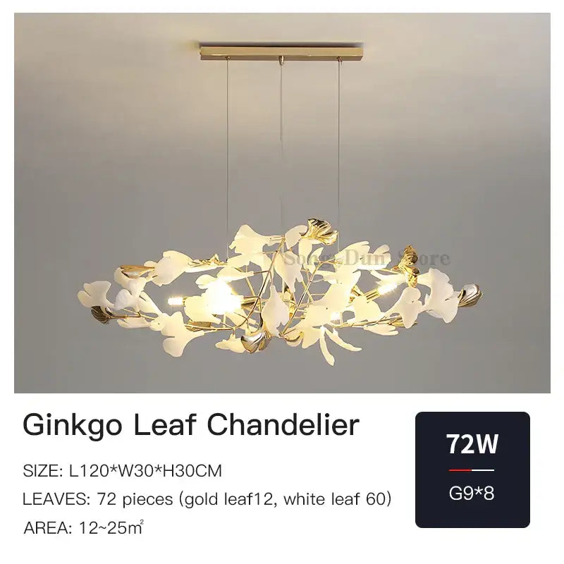 DecorBites™ Ginkgo Leaf Chandelier: Elegant Nordic Art Luxury for Dining Room, Bedroom, Living Room