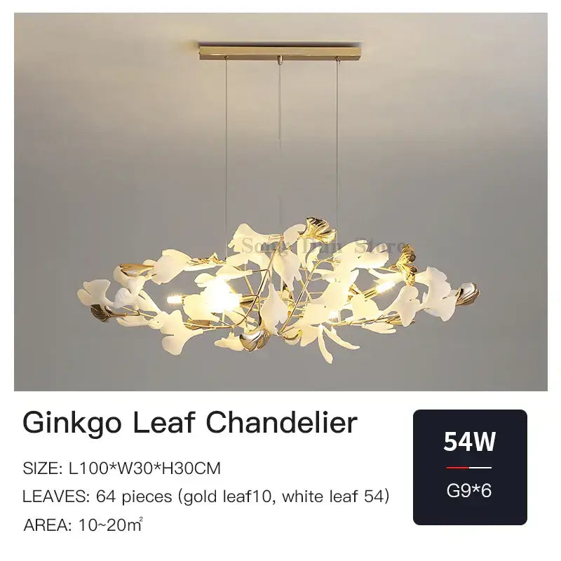 DecorBites™ Ginkgo Leaf Chandelier: Elegant Nordic Art Luxury for Dining Room, Bedroom, Living Room
