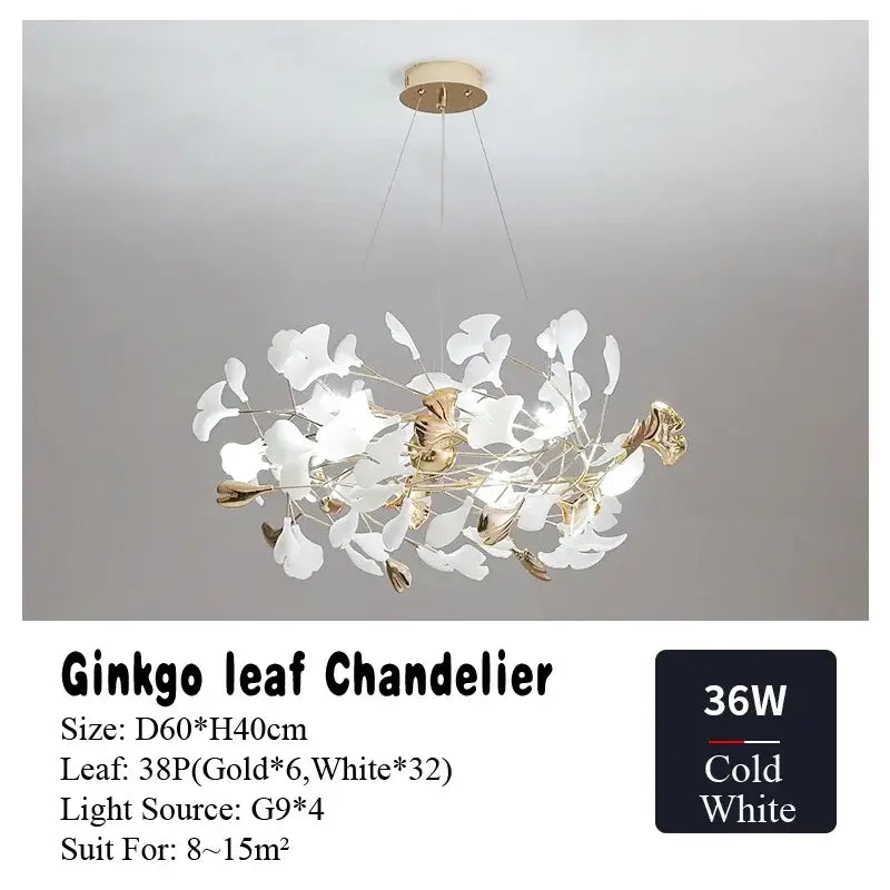 DecorBites™ Ginkgo Leaf Chandelier LED Pendant Light for Living Dining Bedroom