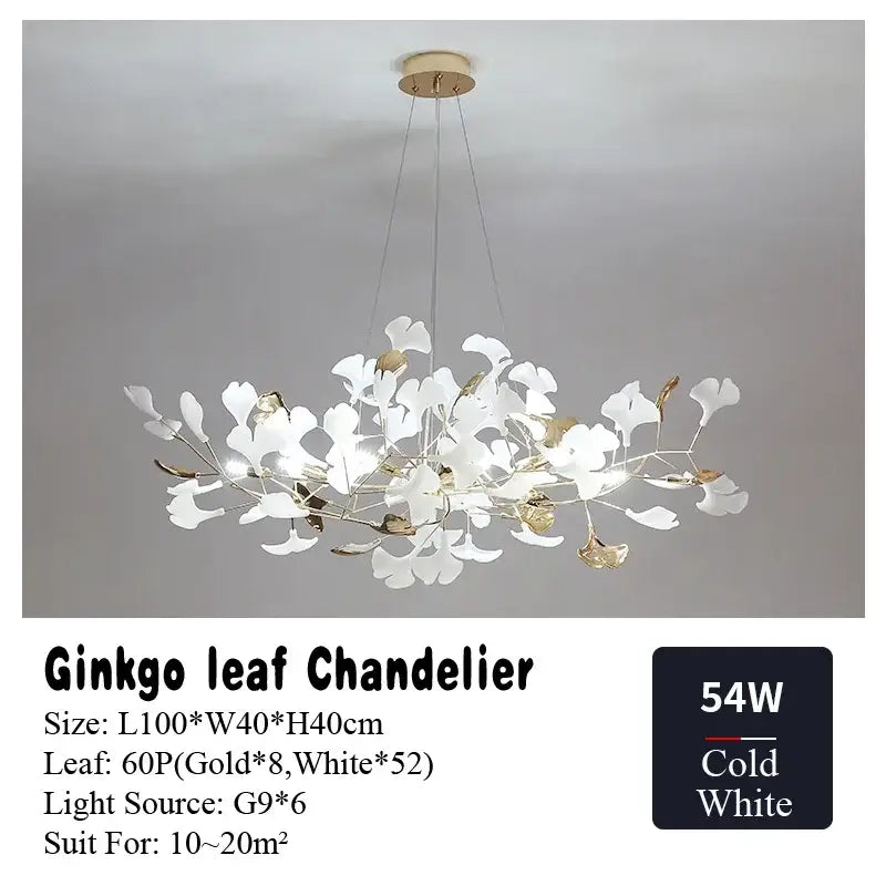 DecorBites™ Ginkgo Leaf Chandelier LED Pendant Light for Living Dining Bedroom