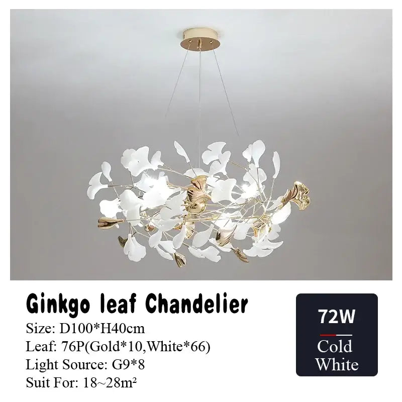 DecorBites™ Ginkgo Leaf Chandelier LED Pendant Light for Living Dining Bedroom