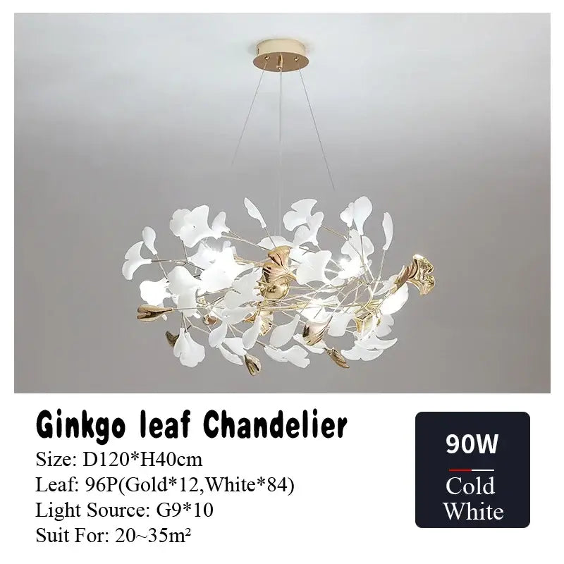 DecorBites™ Ginkgo Leaf Chandelier LED Pendant Light for Living Dining Bedroom