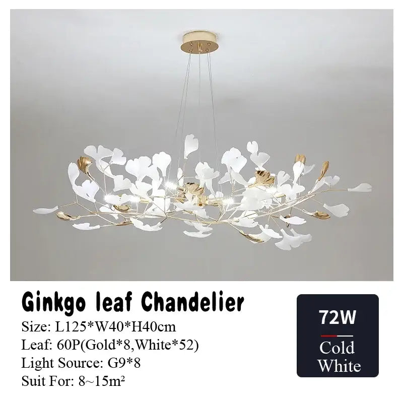 DecorBites™ Ginkgo Leaf Chandelier LED Pendant Light for Living Dining Bedroom