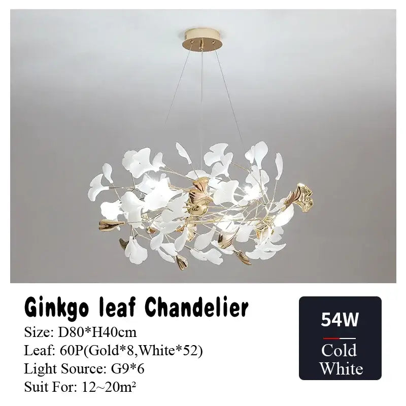 DecorBites™ Ginkgo Leaf Chandelier LED Pendant Light for Living Dining Bedroom