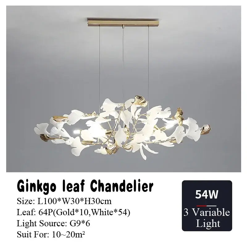 DecorBites™ Ginkgo Leaf Chandelier LED Pendant Light for Living Dining Bedroom