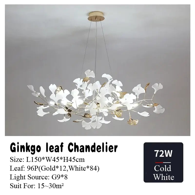 DecorBites™ Ginkgo Leaf Chandelier LED Pendant Light for Living Dining Bedroom