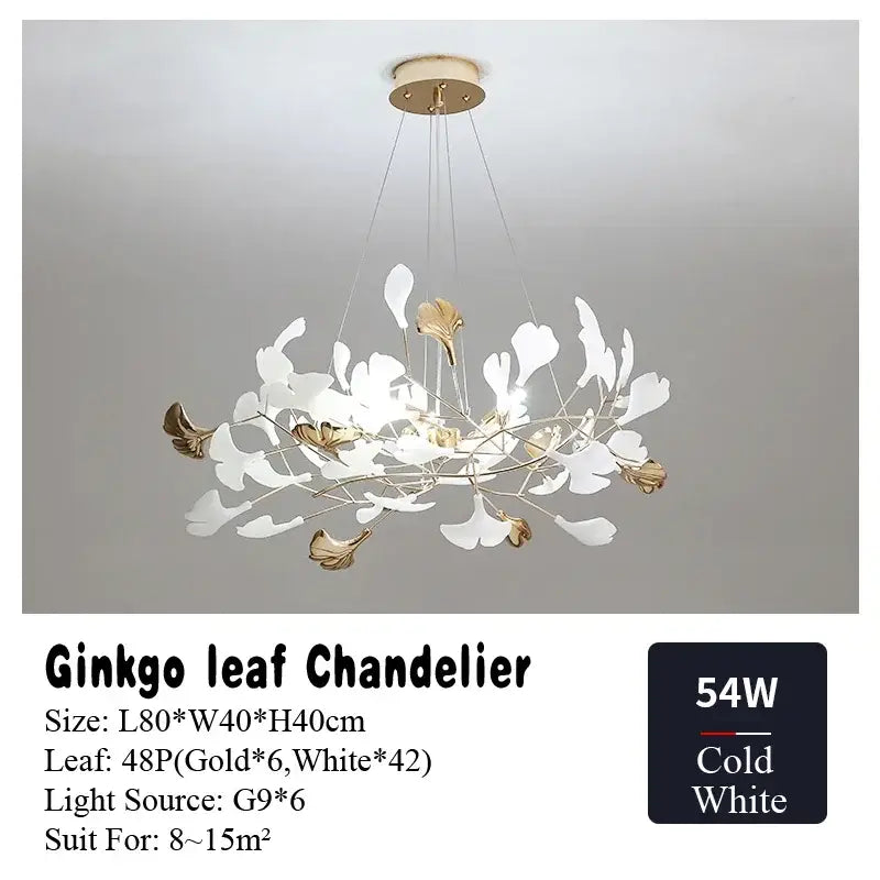 DecorBites™ Ginkgo Leaf Chandelier LED Pendant Light for Living Dining Bedroom