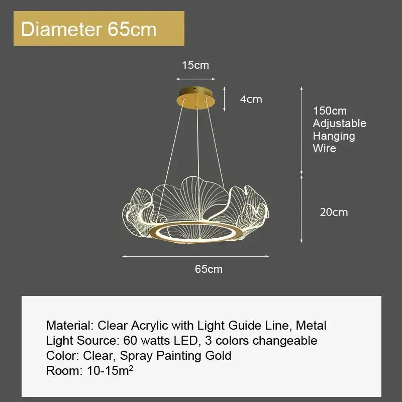 DecorBites™ Ginkgo Leaf Chandelier Nordic Pendant Light for Living Dining Bedroom