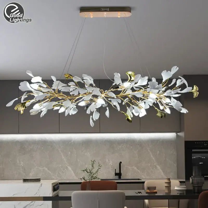 DecorBites™ Ginkgo Leaf Crystal Chandelier for Home Décor