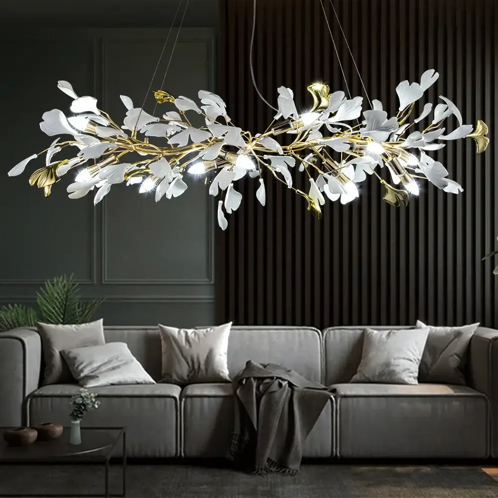 DecorBites™ Ginkgo Leaf Crystal Chandelier: Nordic Design Tree Branch Hanging Light