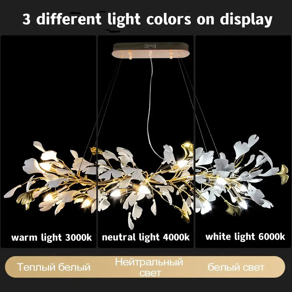 DecorBites™ Ginkgo Leaf Crystal Chandelier: Nordic Design Tree Branch Hanging Light