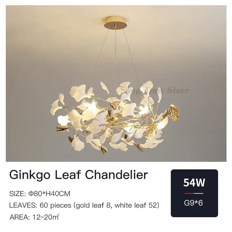 DecorBites™ Ginkgo Leaf Decor Chandelier - Nordic Fine Flower Art Light for Living Room