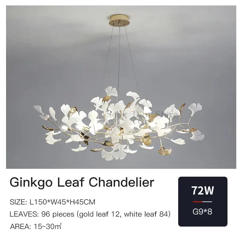 DecorBites™ Ginkgo Leaf Decor Chandelier - Nordic Fine Flower Art Light for Living Room