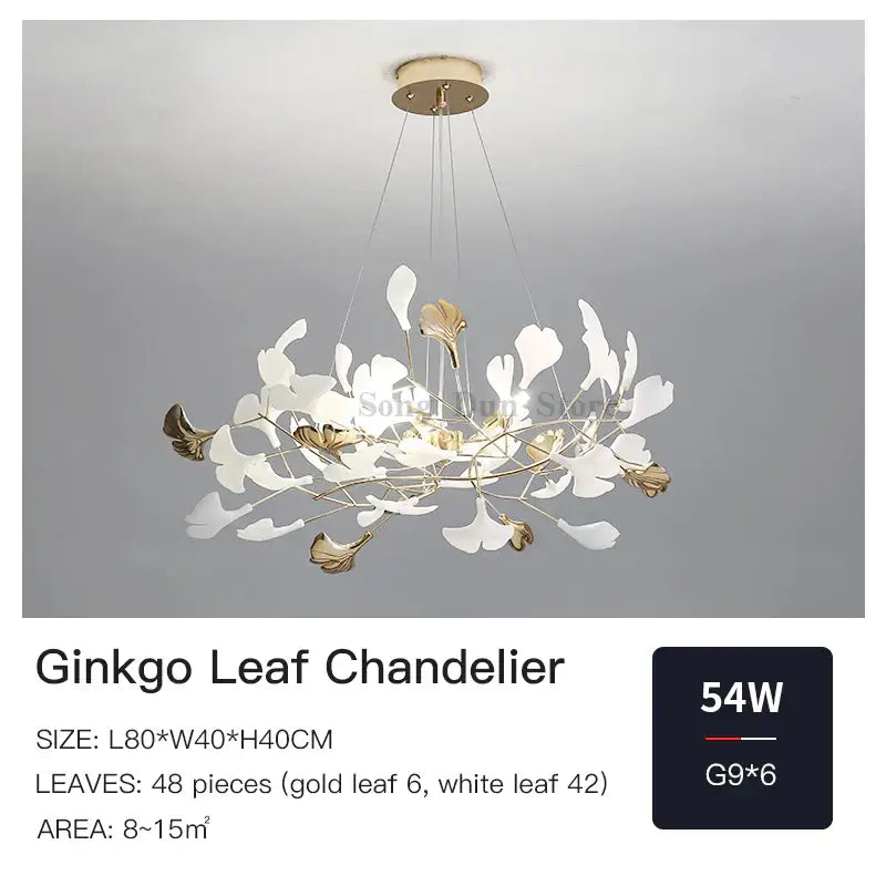 DecorBites™ Ginkgo Leaf Decor Chandelier - Nordic Fine Flower Art Light for Living Room