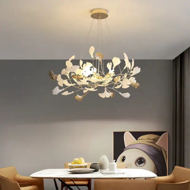 DecorBites™ Ginkgo Leaf Decor Chandelier - Nordic Fine Flower Art Light for Living Room