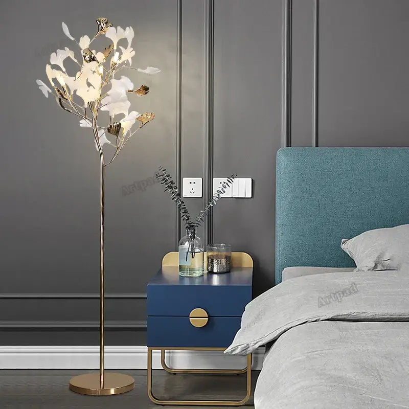 DecorBites™ Ginkgo Leaf Floor Lamp for Living Room Bedroom Reading LED Floor Light