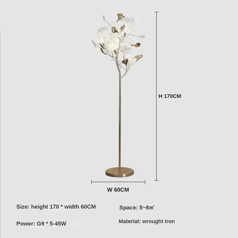 DecorBites™ Ginkgo Leaf Floor Lamp - Modern Lighting for Living Room, Bedroom, Study
