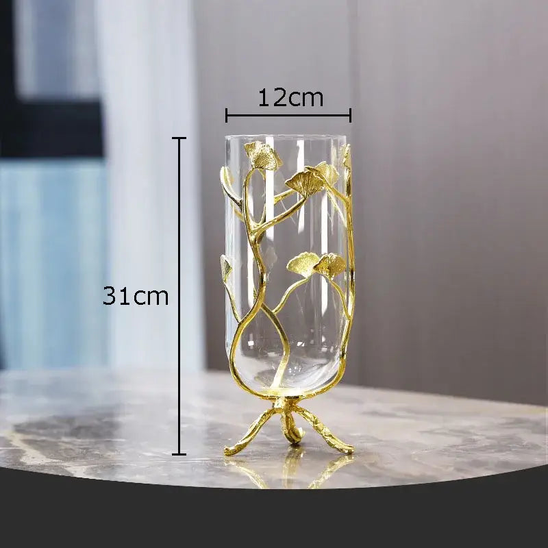 DecorBites™ Ginkgo Leaf Glass Vase Hydroponic Flower Pots Modern Desk Decoration