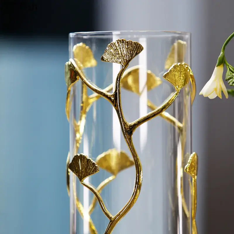 DecorBites™ Ginkgo Leaf Glass Vase Hydroponic Flower Pots Modern Desk Decoration
