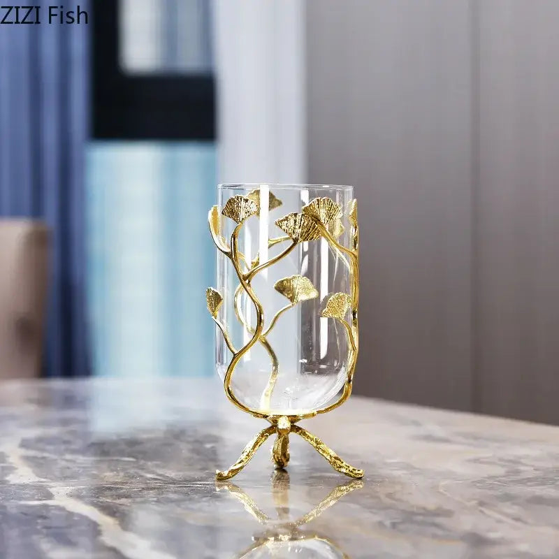 DecorBites™ Ginkgo Leaf Metal Flower Stand Vase - Room Decor Accent