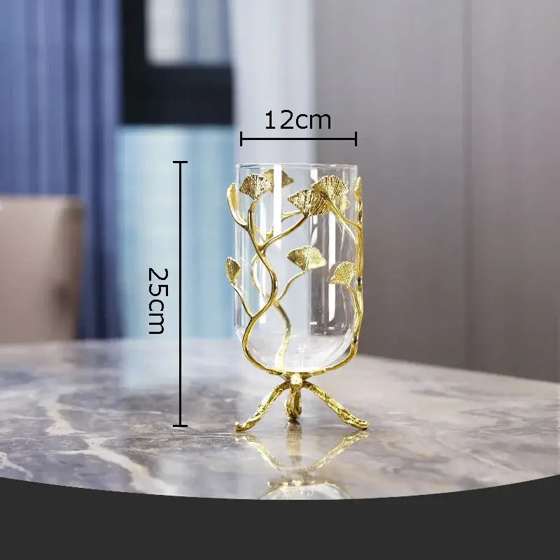 DecorBites™ Ginkgo Leaf Metal Flower Stand Vase - Room Decor Accent