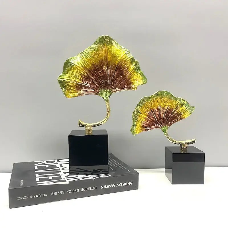 DecorBites™ Ginkgo Leaf Metal Sculpture Home Decor Figurine