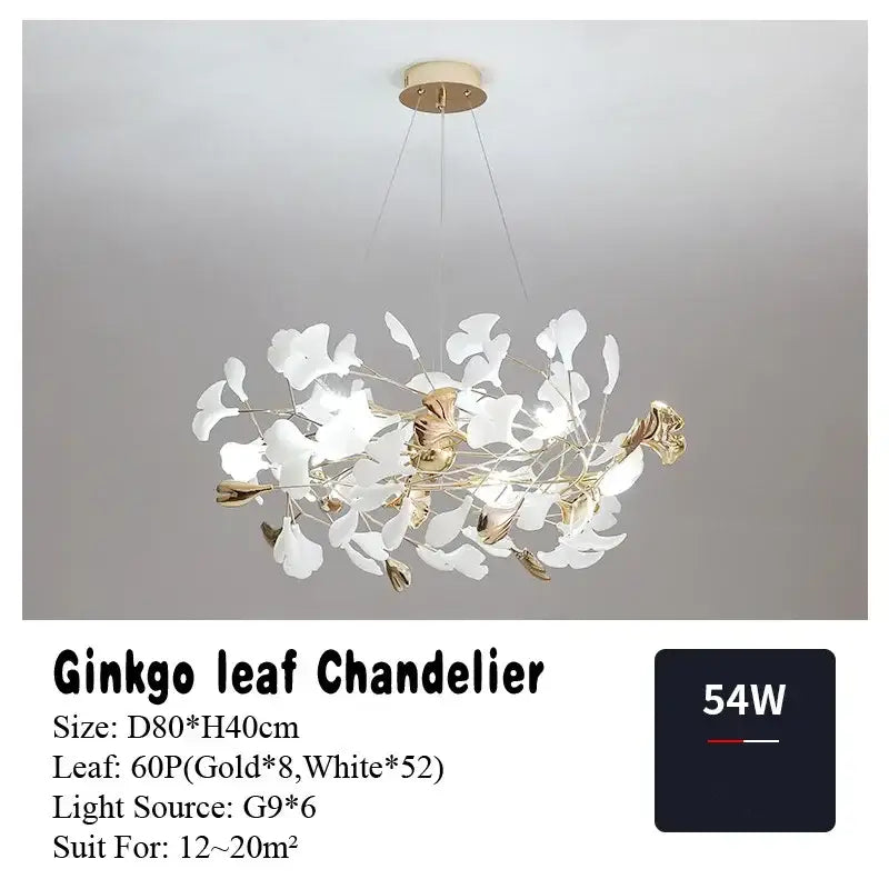 DecorBites™ Ginkgo Leaf Pendant Chandelier for Nordic Romantic Living Room Decor