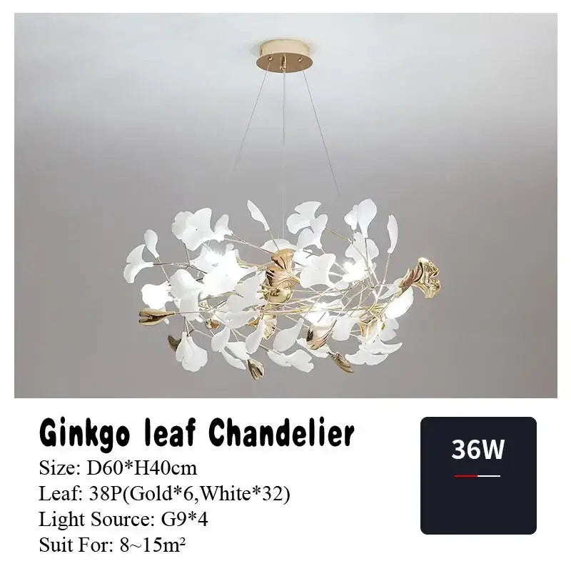 DecorBites™ Ginkgo Leaf Pendant Chandelier for Nordic Romantic Living Room Decor