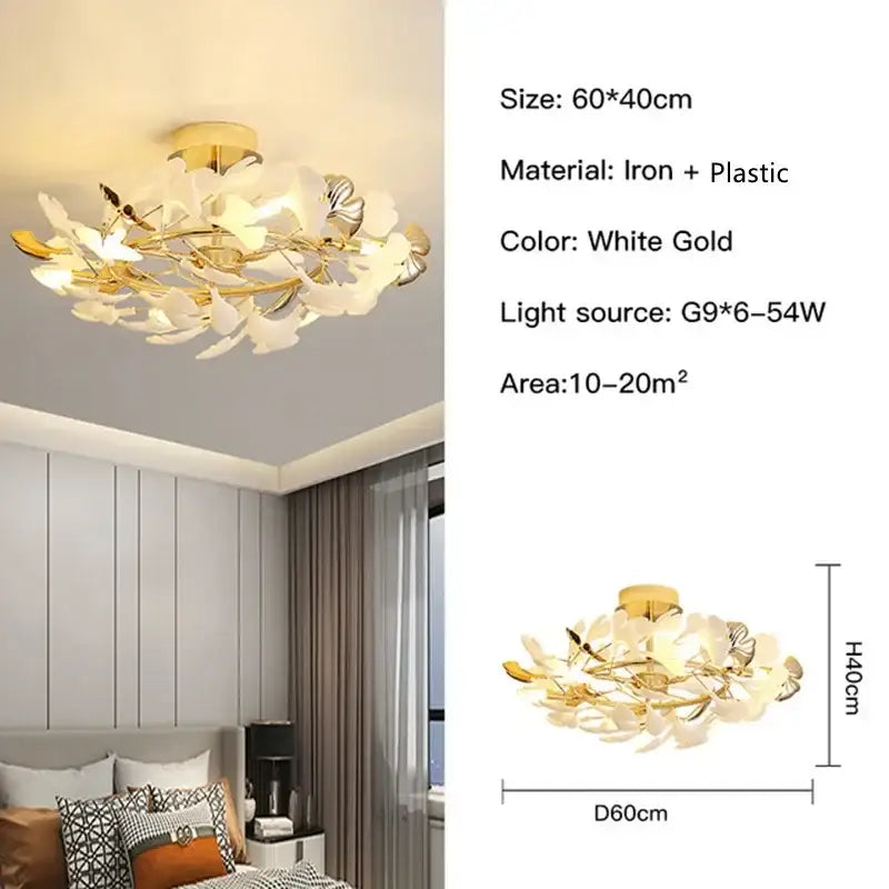 DecorBites™ Ginkgo Leaf Pendant Chandelier for Nordic Romantic Living Room Decor