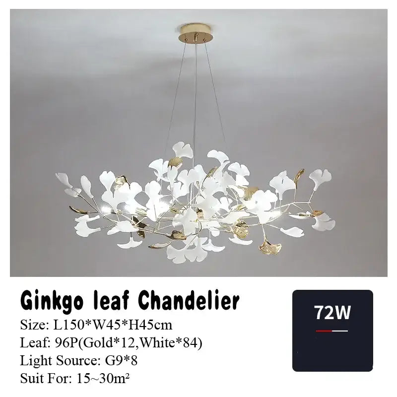 DecorBites™ Ginkgo Leaf Pendant Chandelier for Nordic Romantic Living Room Decor
