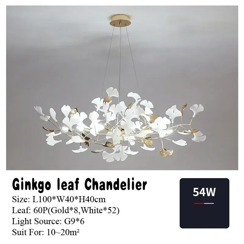 DecorBites™ Ginkgo Leaf Pendant Chandelier for Nordic Romantic Living Room Decor