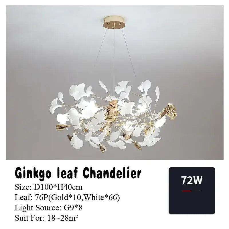 DecorBites™ Ginkgo Leaf Pendant Chandelier for Nordic Romantic Living Room Decor