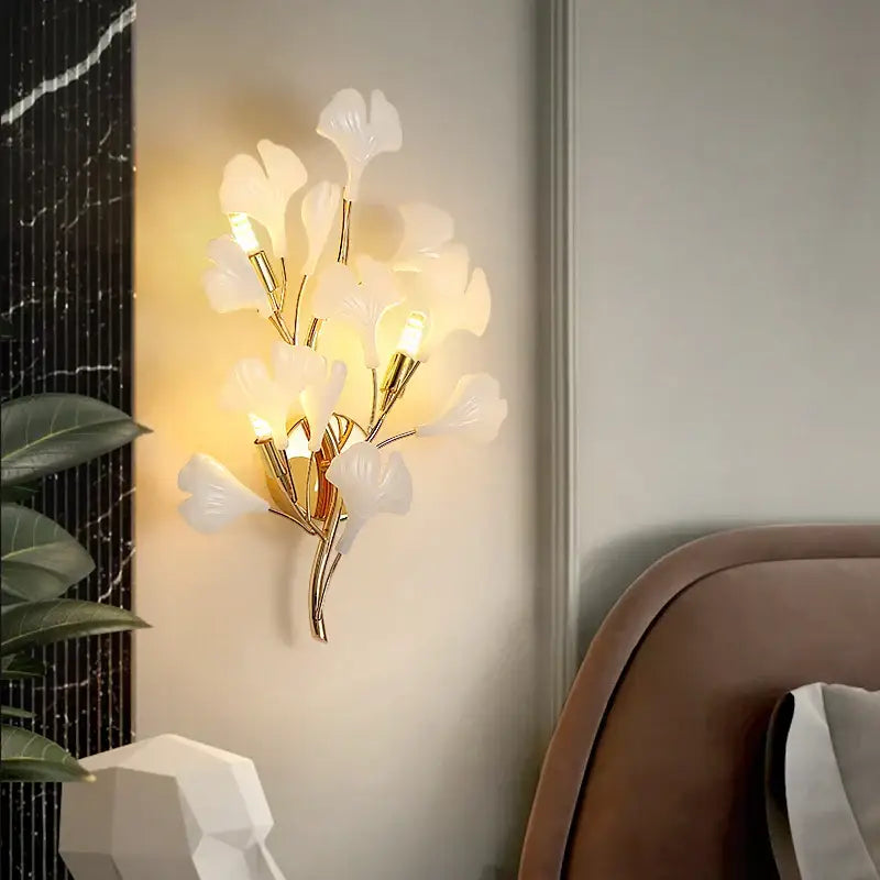 DecorBites™ Ginkgo Leaf Wall Lamp: Modern Luxury for Bedroom, Living Room & Corridor