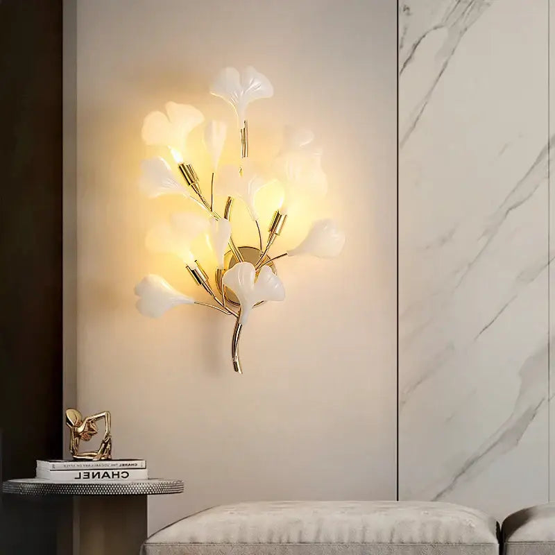 DecorBites™ Ginkgo Leaf Wall Lamp: Modern Luxury for Bedroom, Living Room & Corridor