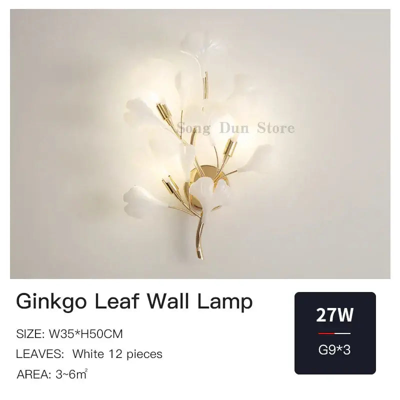 DecorBites™ Ginkgo Leaf Wall Lamp: Modern Luxury for Bedroom, Living Room & Corridor
