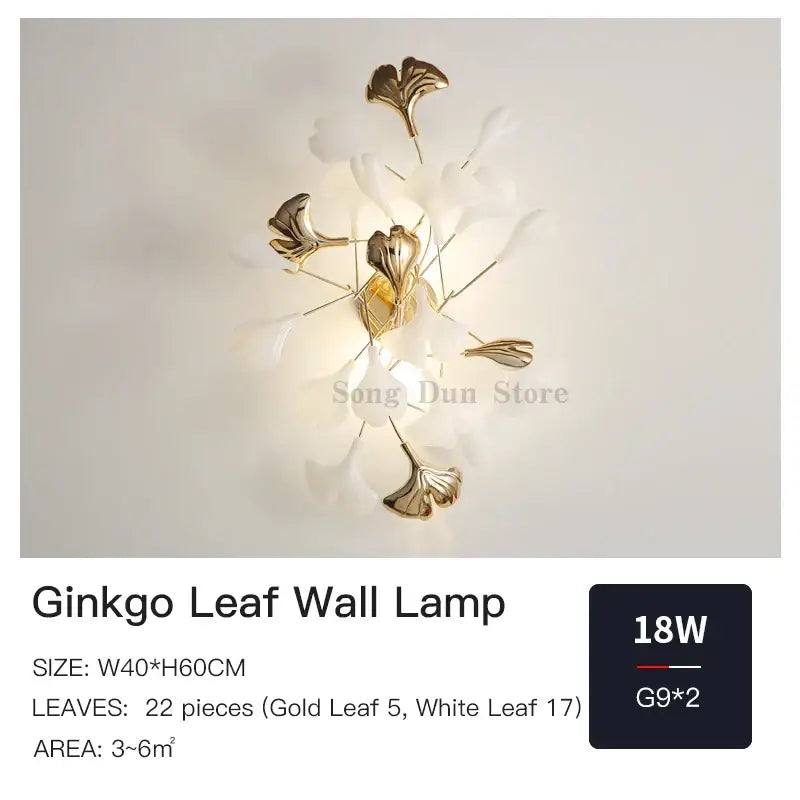 DecorBites™ Ginkgo Leaf Wall Lamp: Modern Luxury for Bedroom, Living Room & Corridor
