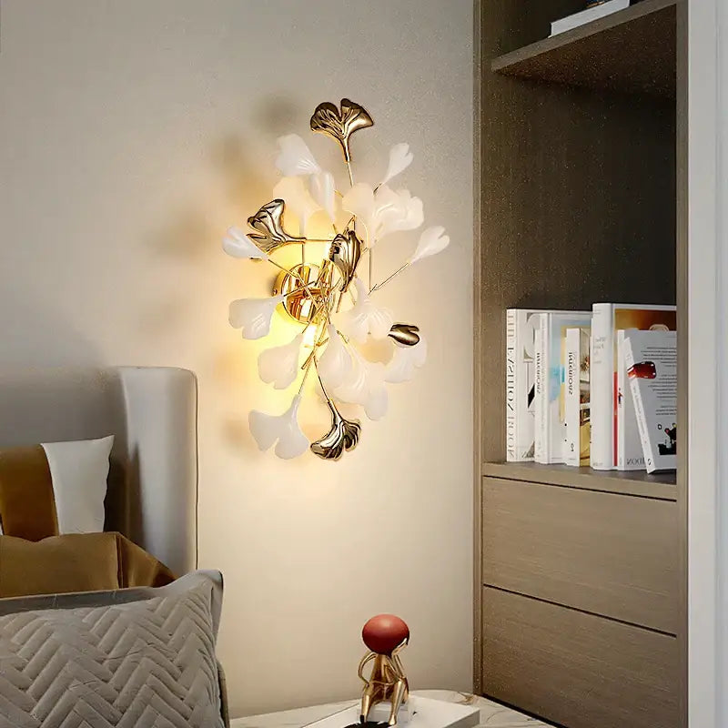 DecorBites™ Ginkgo Leaf Wall Lamp: Modern Luxury for Bedroom, Living Room & Corridor