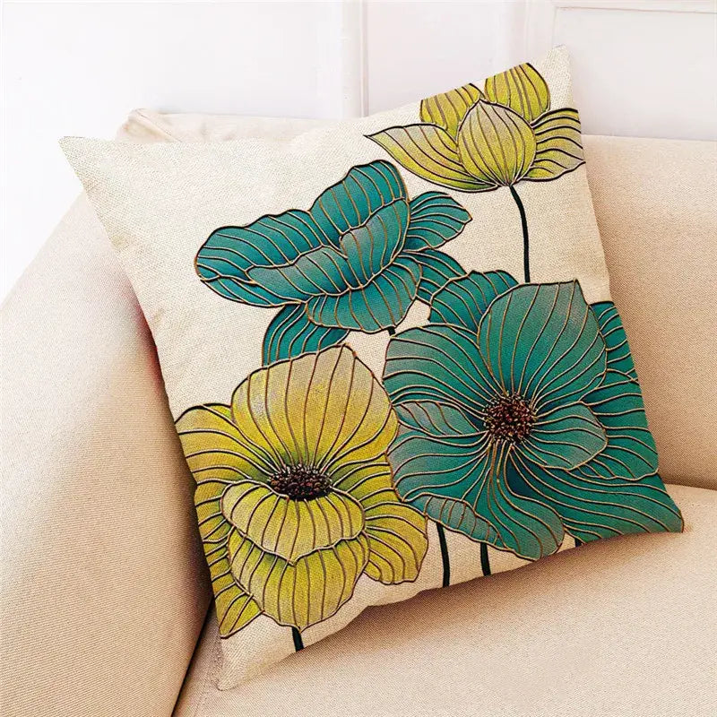 DecorBites™ Ginkgo Leaves Linen Cushion Cover for Modern Home Decor & Living Room