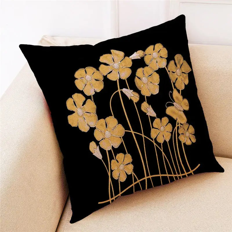 DecorBites™ Ginkgo Leaves Linen Cushion Cover for Modern Home Decor & Living Room