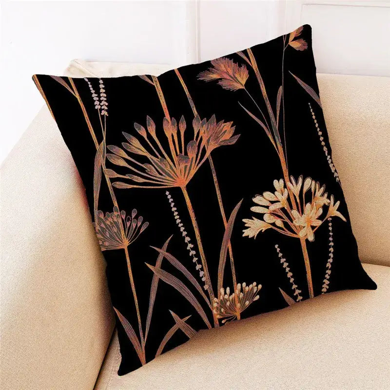 DecorBites™ Ginkgo Leaves Linen Cushion Cover for Modern Home Decor & Living Room