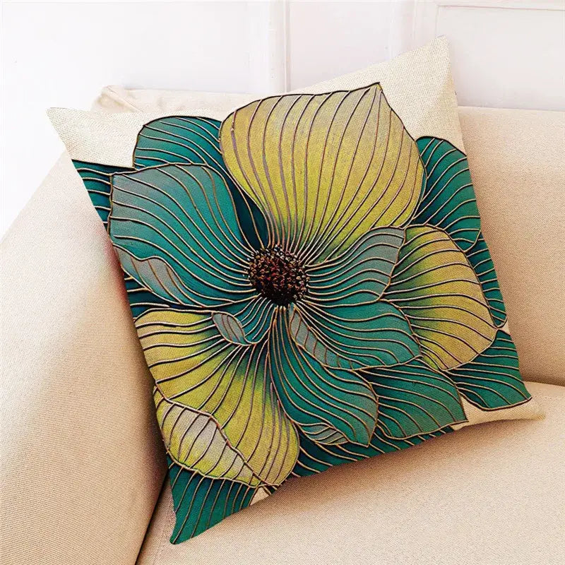 DecorBites™ Ginkgo Leaves Linen Cushion Cover for Modern Home Decor & Living Room