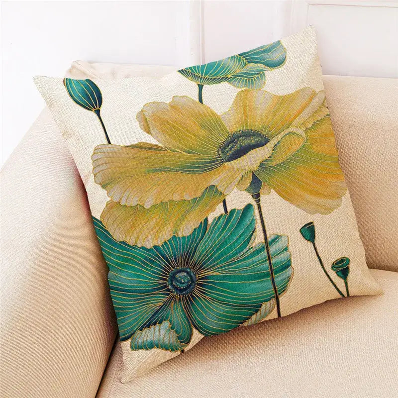 DecorBites™ Ginkgo Leaves Linen Cushion Cover for Modern Home Decor & Living Room