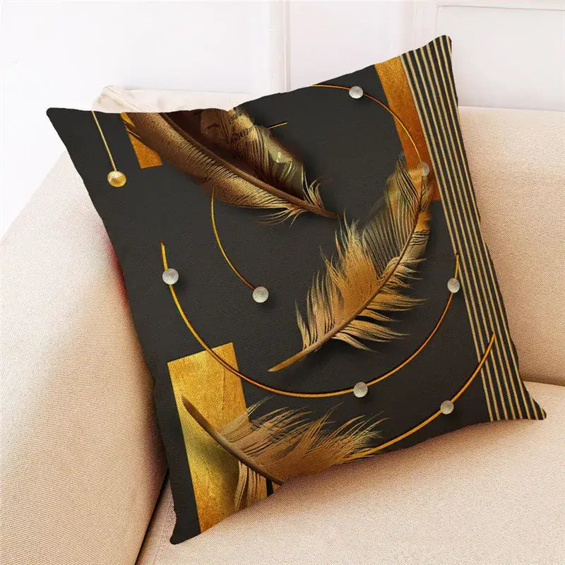 DecorBites™ Ginkgo Leaves Linen Cushion Cover for Modern Home Decor & Living Room
