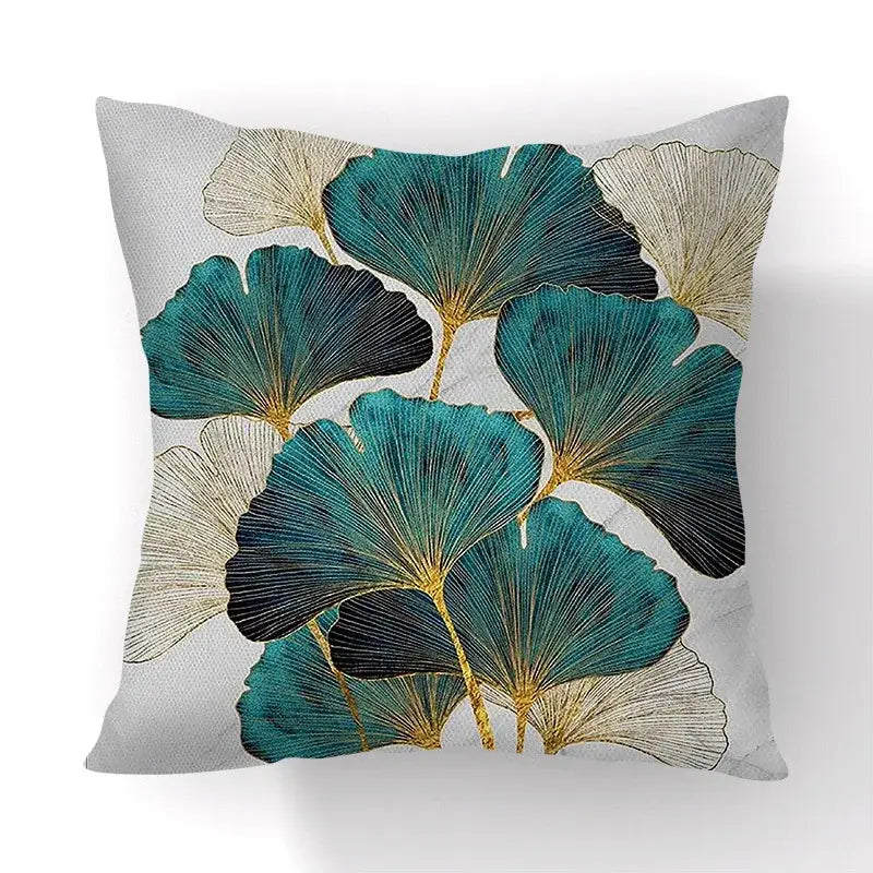 DecorBites™ Ginkgo Leaves Print Sofa Pillowcase 45x45cm Modern Nordic Chair Cushion Cover
