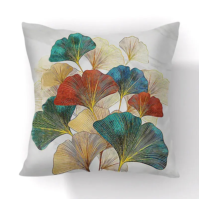 DecorBites™ Ginkgo Leaves Print Sofa Pillowcase 45x45cm Modern Nordic Chair Cushion Cover